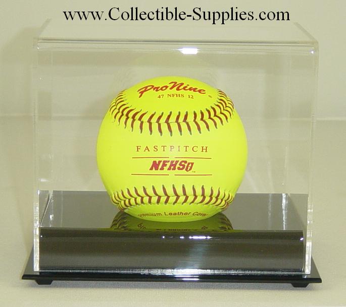 NEW DELUXE SOFTBALL DISPLAY CASE HOLDER w/ BLACK BASE eBay