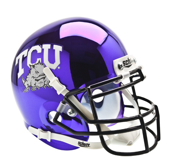 NEW TCU HORNED FROGS ALTERNATE CHROME SCHUTT MINI FOOTBALL HELMET eBay