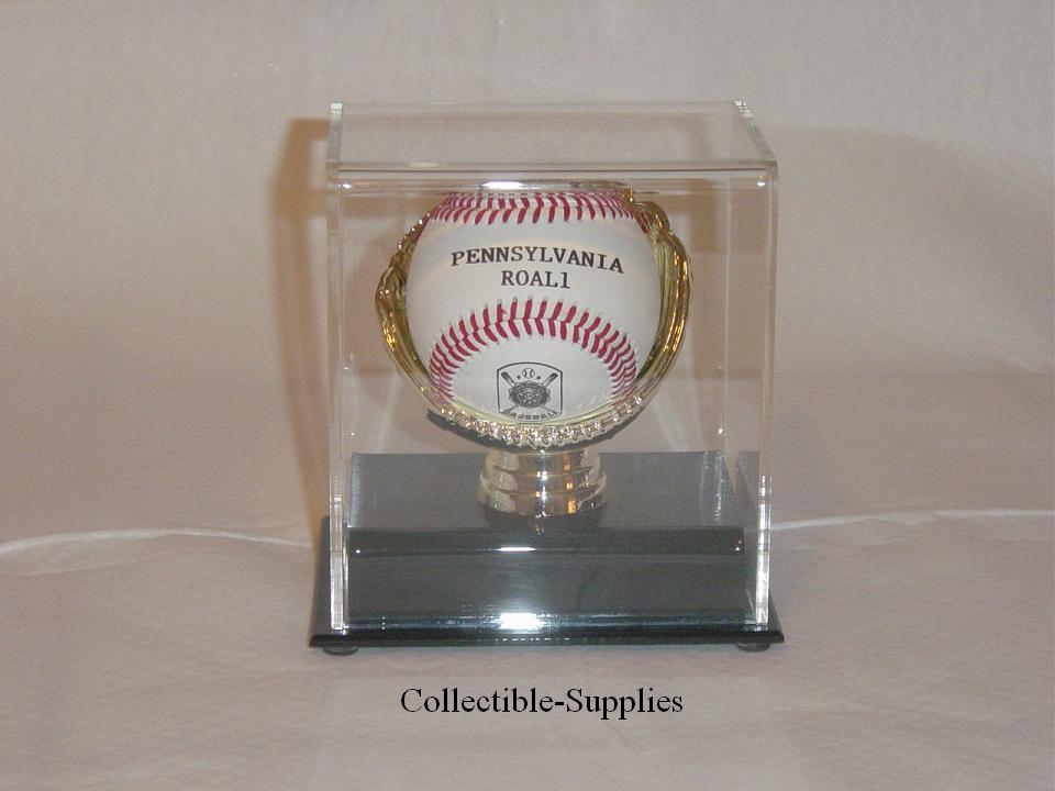 NEW DELUXE ACRYLIC BASEBALL DISPLAY CASE w/ GOLD GLOVE eBay