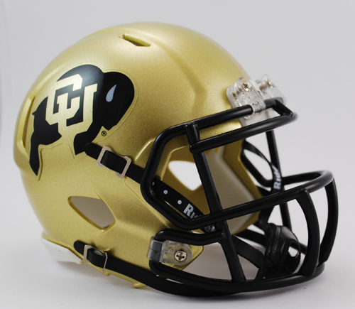 Colorado Buffaloes Alternate Black Chrome Buffalo Revolution SPEED Mini Football Helmet